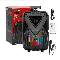 Coluna Bluetooth Portátil Sing-e ZQS8133/ZQS8136 com Microfone e Remoto Preto Coluna Bluetooth Portátil Sing-e ZQS8133/ZQS8136 com Microfone e Remoto Preto